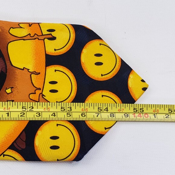 1996 Vintage Looney Tunes Tazmanian Devil Mens NeckTie 4"X55.5" Taz Smiley Face - Picture 6 of 6